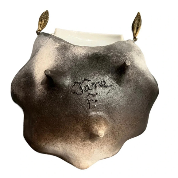 Studio Pottery Shell Form Raku Dish Found Objects Shard Signed Jane F - Picture 6 of 7